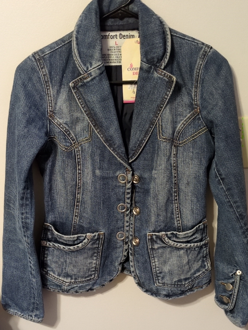 Comfort Denim Juniors's Blue Jean Jacket L NWT